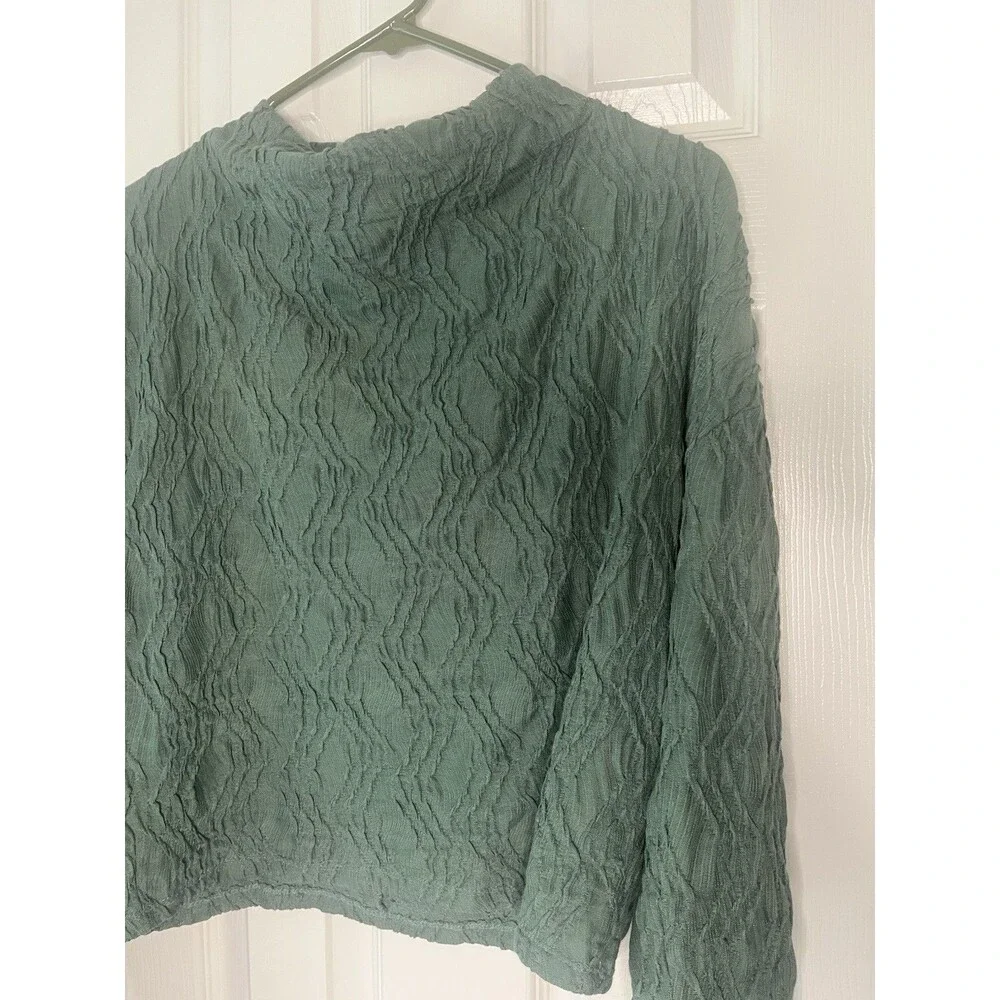 Anthropologie Textured Funnel-Neck Top Women Size Small